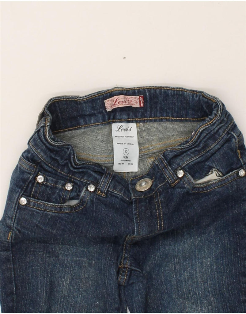 LEVI'S Girls Slim Bootcut Jeans 11-12 Years W22 L27 Navy Blue Cotton Vintage Levi's and Second-Hand Levi's from Messina Hembry 
