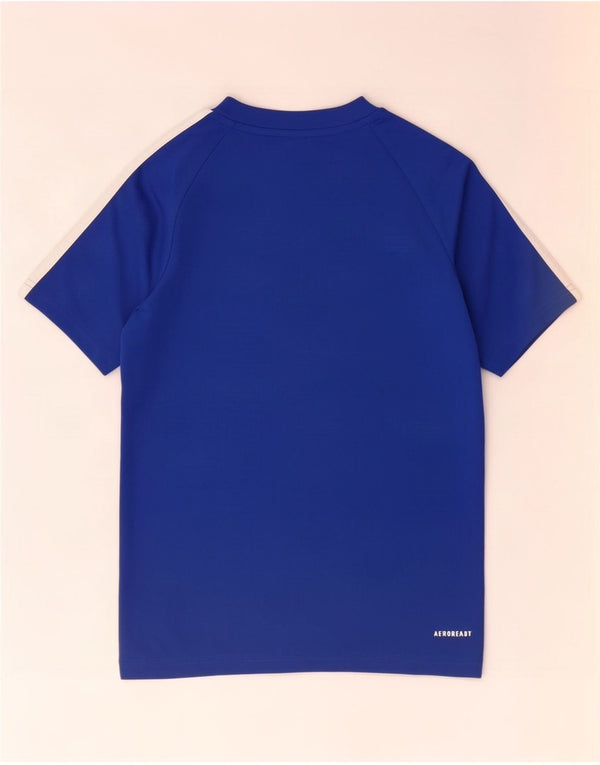 Adidas Boys Aeroready T-Shirt Top 11-12 Years Blue Polyester