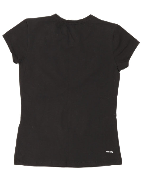 Adidas Womens Climalite Graphic T-Shirt Top UK 14 Large Black Cotton