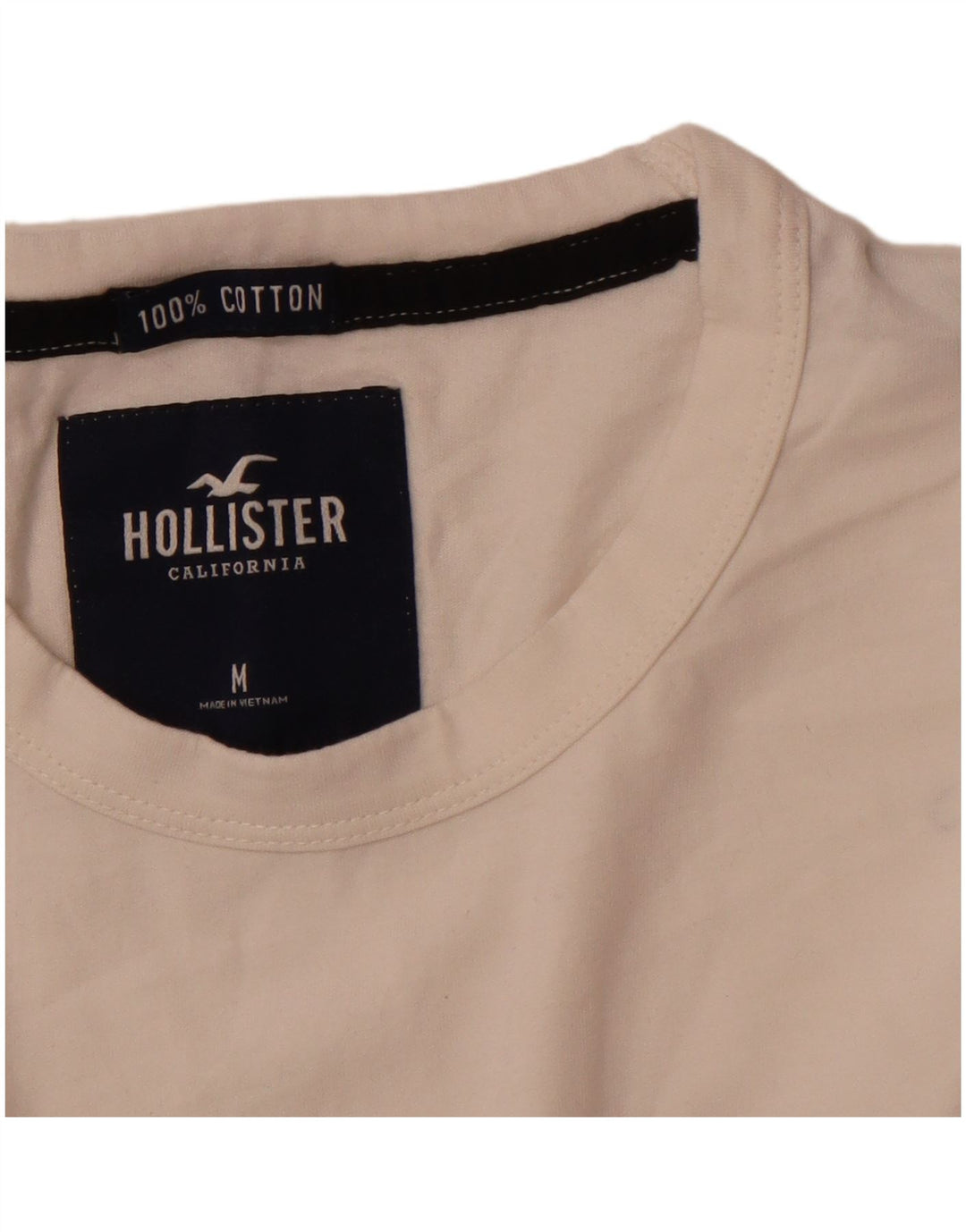 HOLLISTER Mens Graphic Top Long Sleeve Medium White Colourblock Cotton