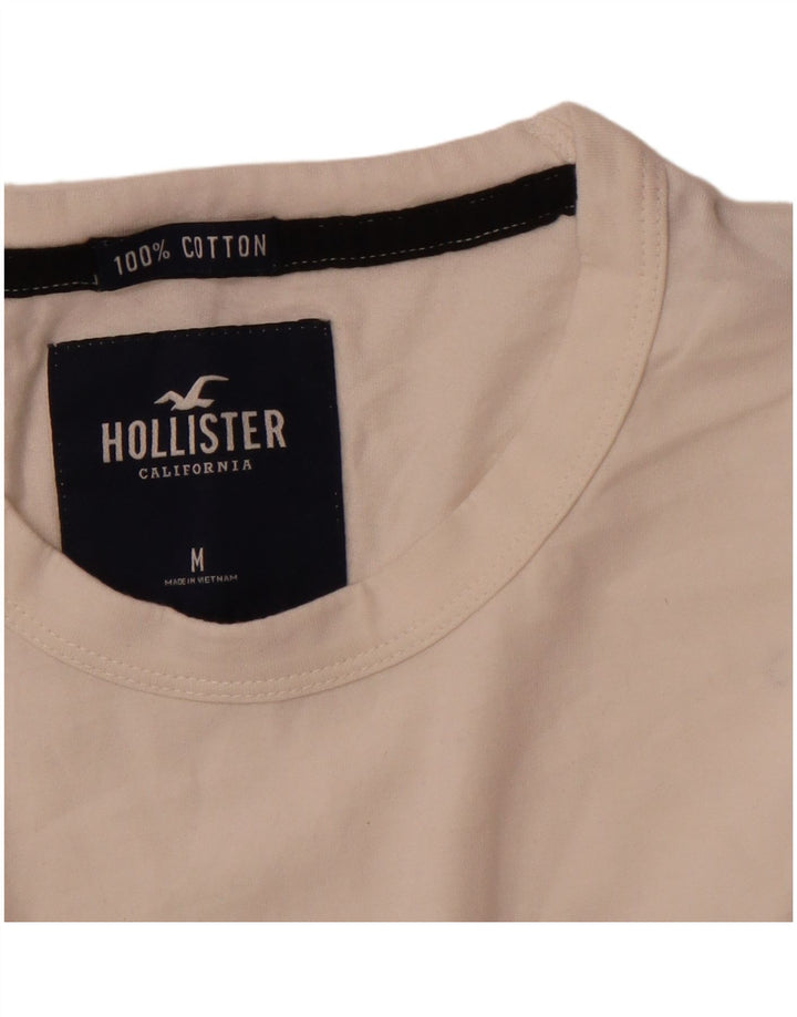 HOLLISTER Mens Graphic Top Long Sleeve Medium White Colourblock Cotton