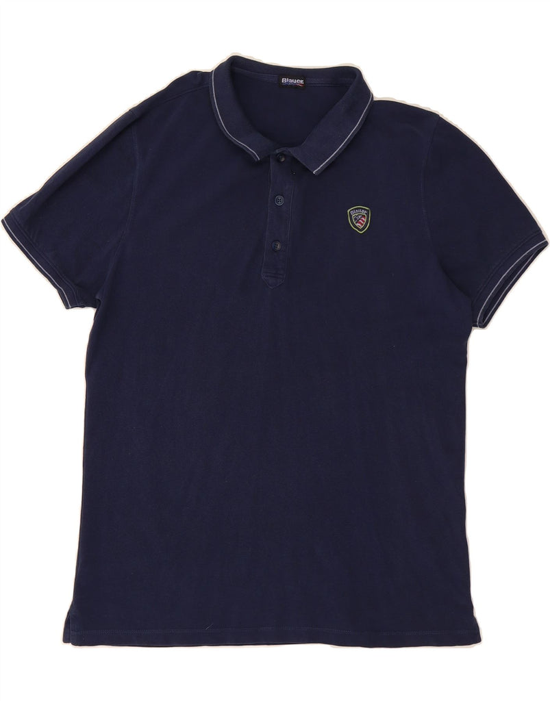 BLAUER Mens Polo Shirt XL Navy Blue Cotton Vintage Blauer and Second-Hand Blauer from Messina Hembry 