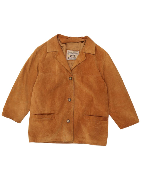 Vintage Womens Suede Jacket IT 48 XL Brown Leather