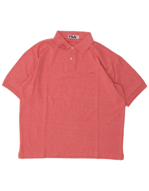 Fila Mens Polo Shirt IT 50 Medium Red Flecked Cotton
