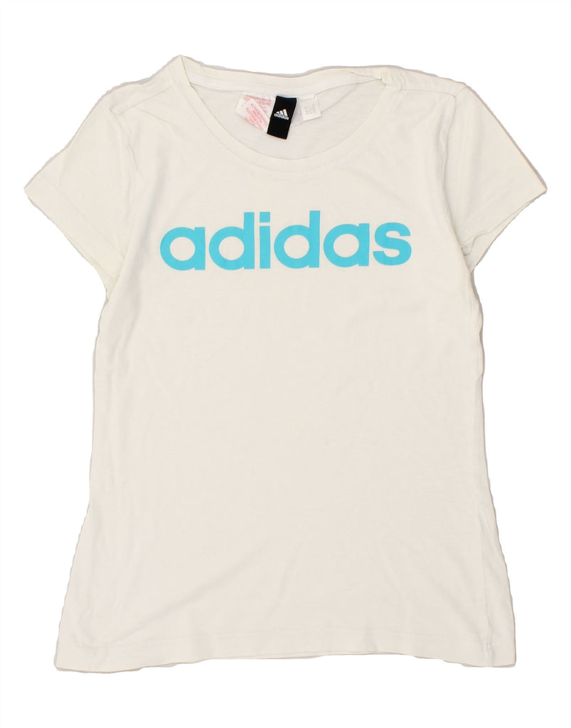 ADIDAS Womens Graphic T-Shirt Top UK 6 XS White Vintage Adidas and Second-Hand Adidas from Messina Hembry 