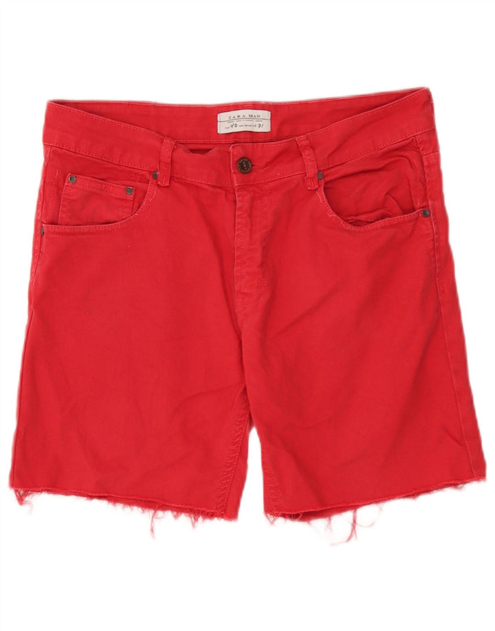 Zara Mens Denim Shorts EU 40 Medium W31 Red