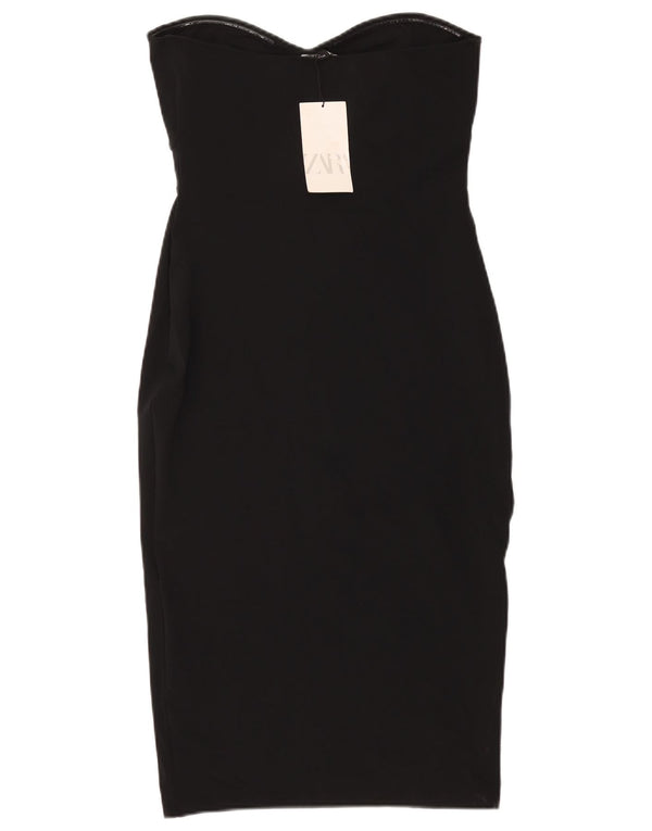 ZARA Womens Strapless Dress UK 14 Large Black Polyester