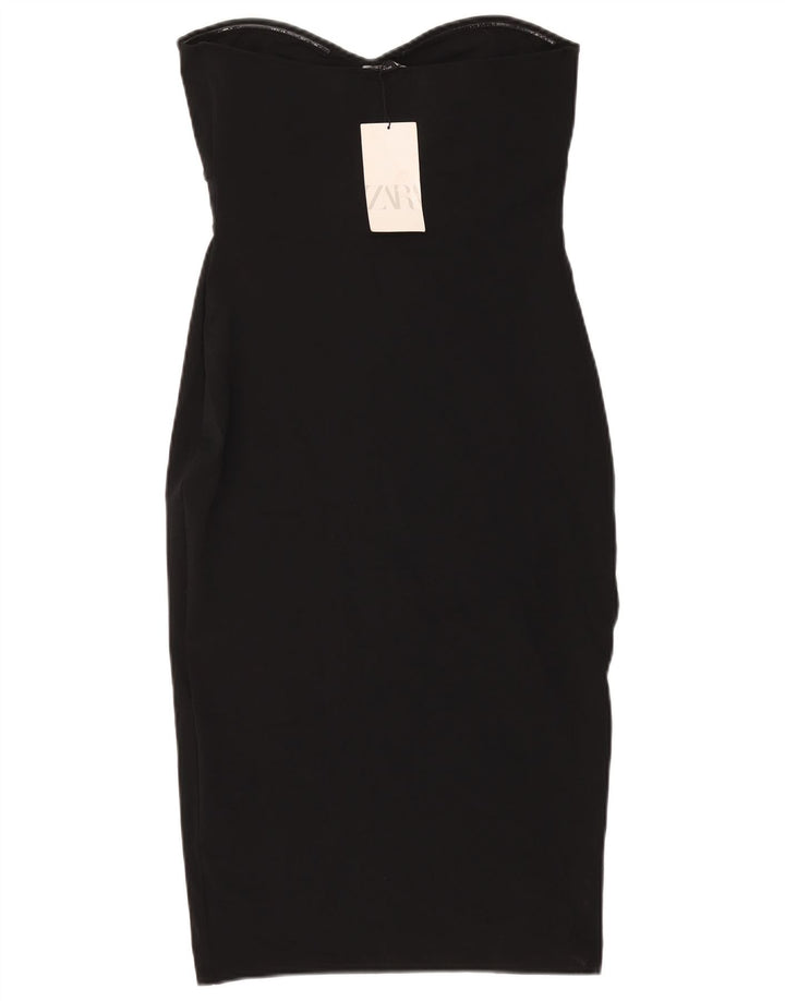 ZARA Womens Strapless Dress UK 14 Large Black Polyester