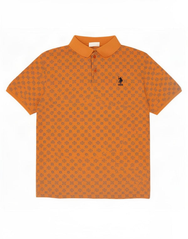 U.S. Polo Assn. Mens Shirt Large Orange Floral Cotton