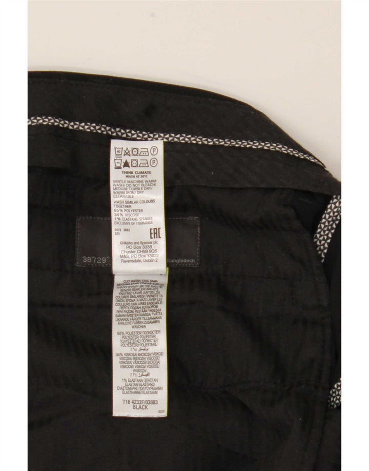 Marks & Spencer Mens Slim Suit Trousers W38 L29 Black Polyester