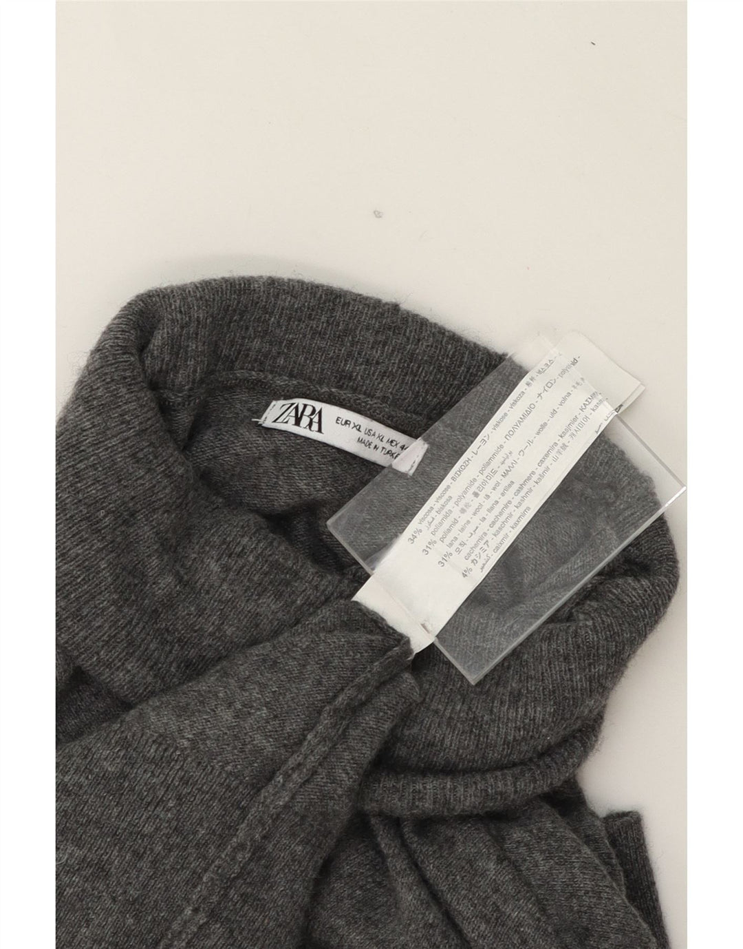 ZARA Womens Roll Neck Jumper Sweater UK 18 XL Grey Viscose Vintage Zara and Second-Hand Zara from Messina Hembry 