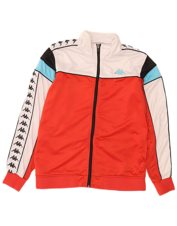 Kappa Womens Graphic Tracksuit Top Jacket UK 16 Large Red Colourblock