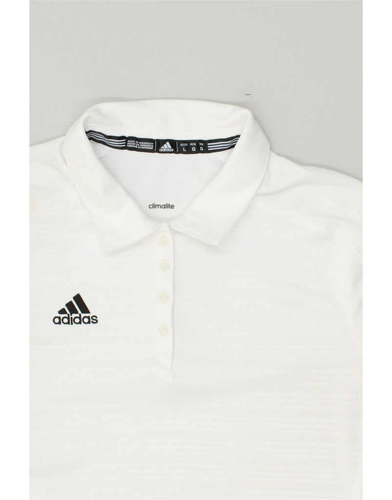 ADIDAS Womens Climalite Polo Shirt UK 16 Large White Polyester | Vintage Adidas | Thrift | Second-Hand Adidas | Used Clothing | Messina Hembry 