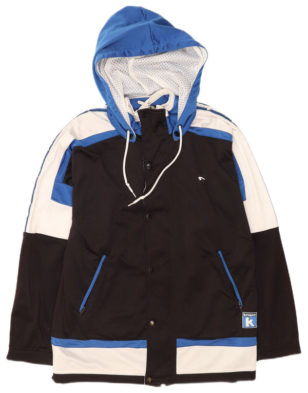 Kronos Mens Hooded Tracksuit Top Jacket Medium Black Colourblock Polyester