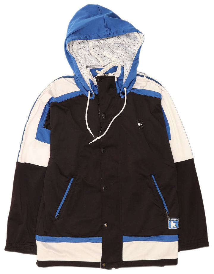 Kronos Mens Hooded Tracksuit Top Jacket Medium Black Colourblock Polyester