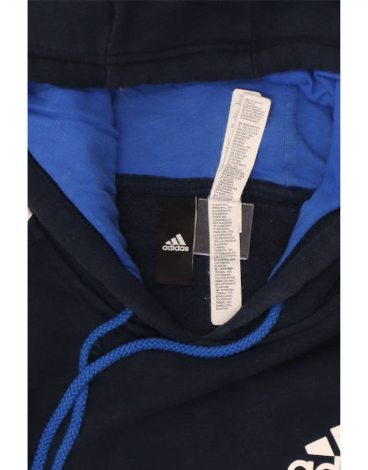 Adidas Mens Hoodie Jumper Medium Navy Blue Cotton