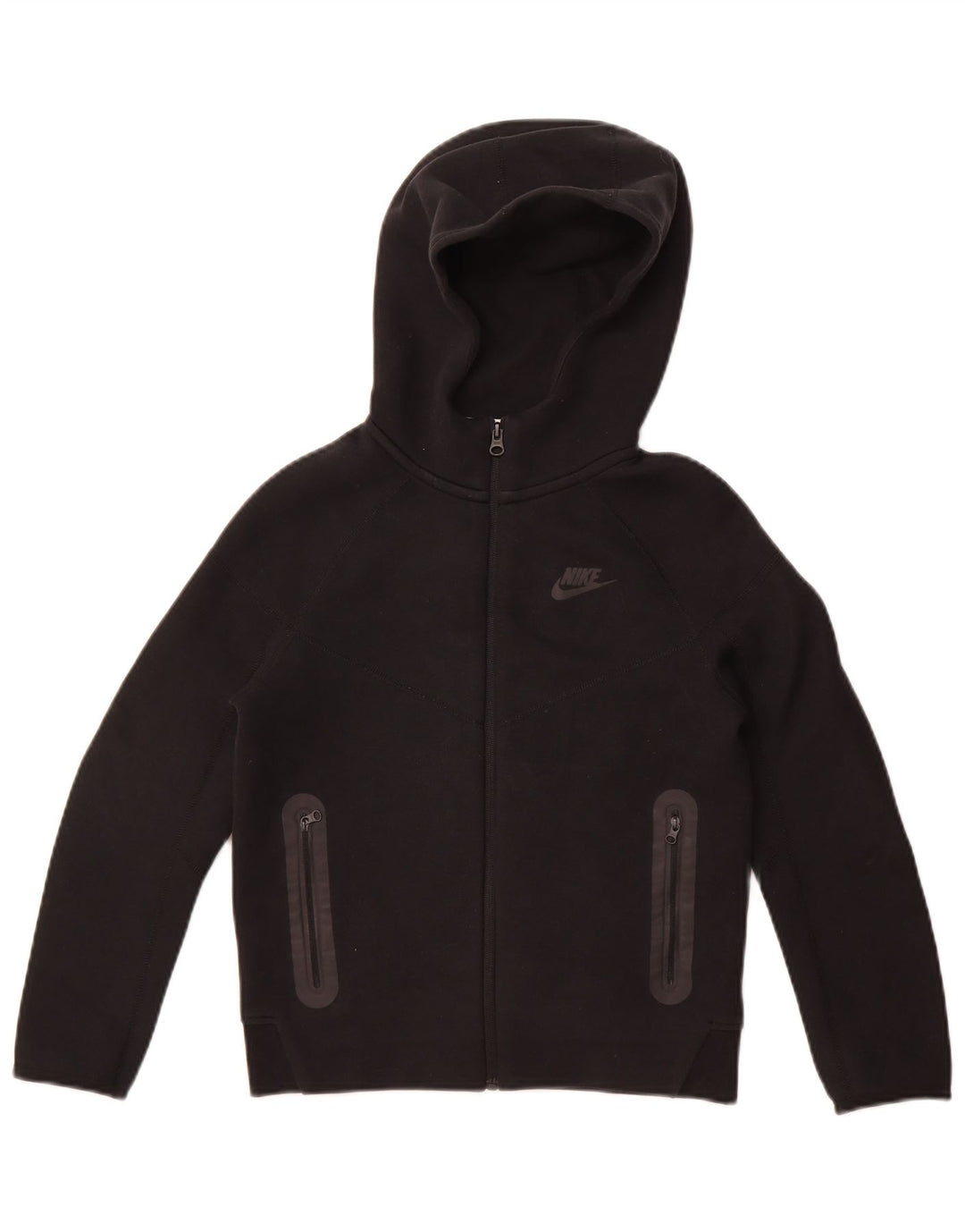 Nike Boys Zip Hoodie Sweater 10-11 Years Medium Black Cotton