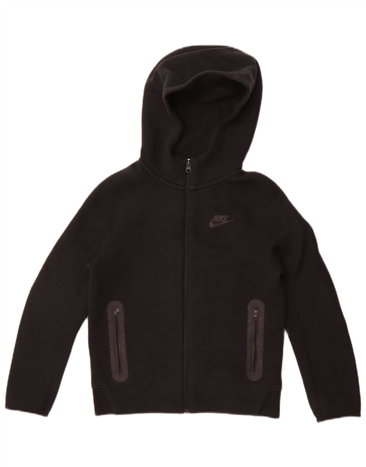 Nike Boys Zip Hoodie Sweater 10-11 Years Medium Black Cotton