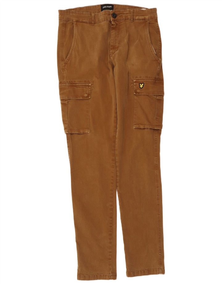 Lyle & Scott Mens Slim Cargo Trousers W32 L33 Brown Cotton