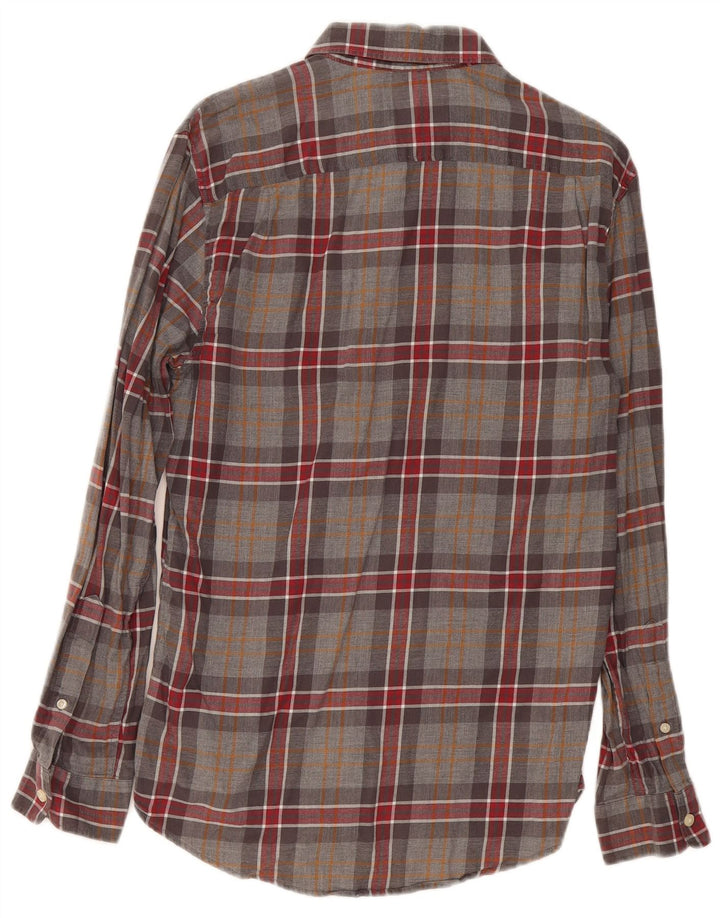 Jack Wills Mens Flannel Shirt Small Grey Plaid Cotton