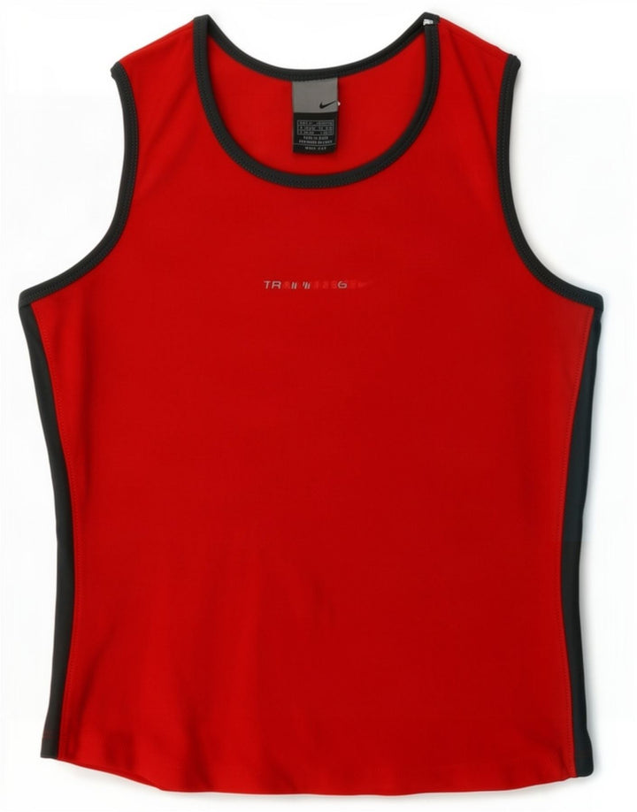 Nike Womens Crop Graphic Vest Top UK 10/12 Medium Red Colourblock