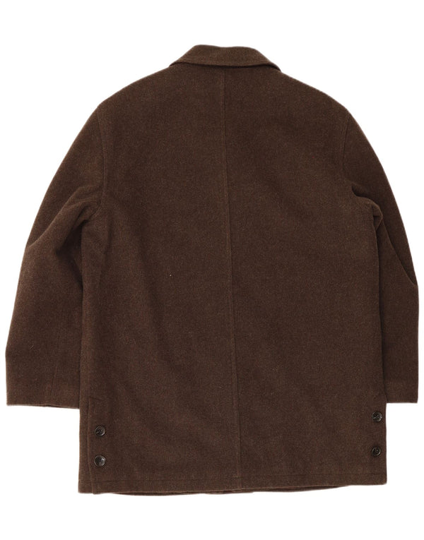Tagliente Mens Overcoat IT 50 Large Brown Virgin Wool