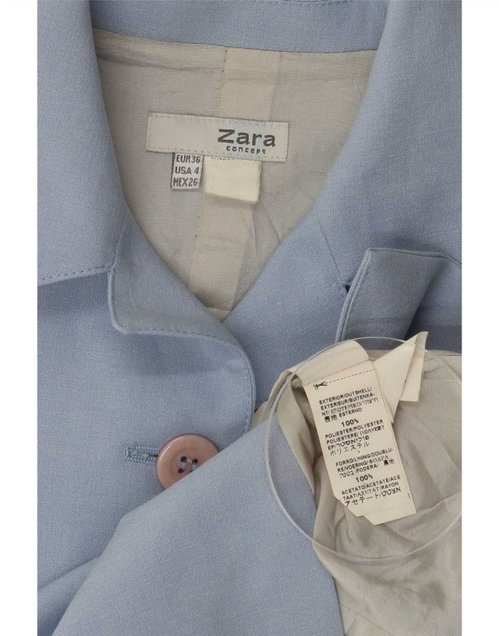 Zara Womens 5 Button Blazer Jacket EU 36 XS Blue Polyester