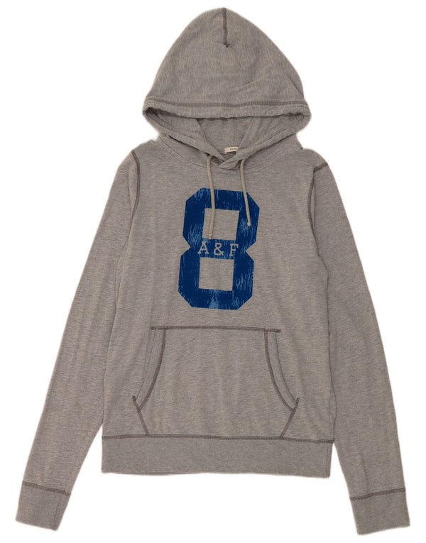 Abercrombie & Fitch Womens Muscle Hoodie Jumper UK 16 Large Grey Flecked