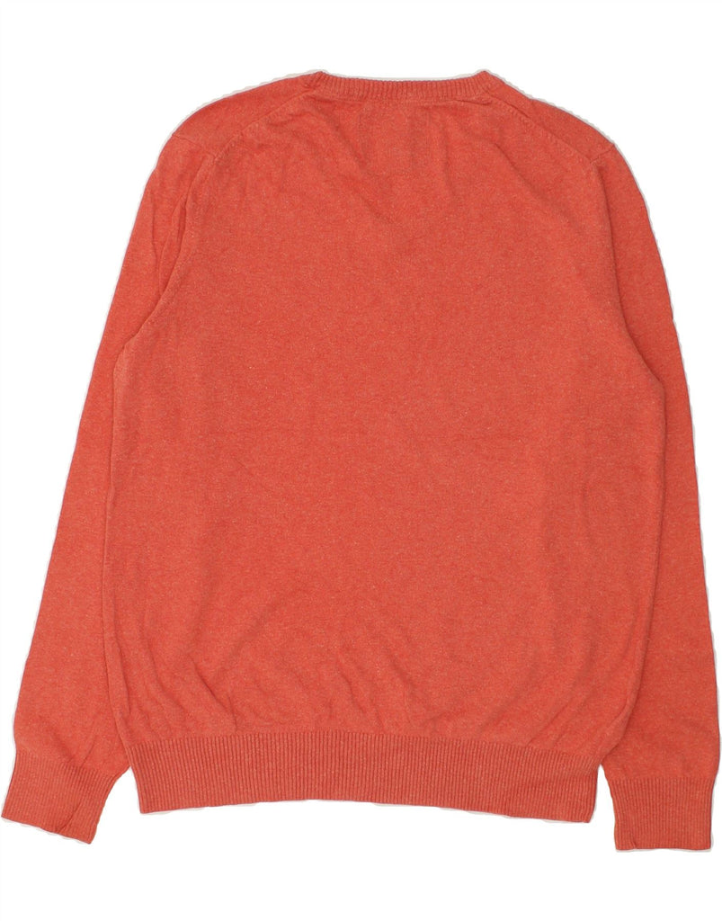 EDDIE BAUER Mens V-Neck Jumper Sweater Large Orange Cotton | Vintage Eddie Bauer | Thrift | Second-Hand Eddie Bauer | Used Clothing | Messina Hembry 