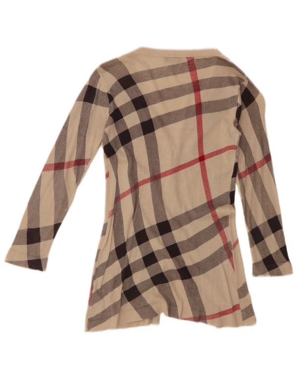 Burberry Girls Cardigan Sweater 5-6 Years Beige Check Cotton