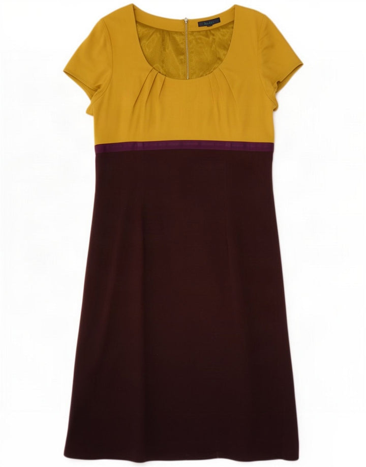 Boden Womens Short Sleeves Basic Dress UK 12 Medium Yellow Colourblock