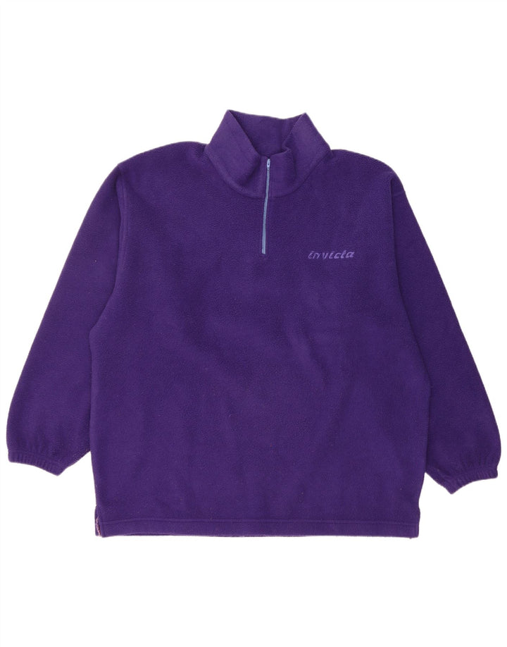 Invicta Mens Zip Neck Loose Fit Fleece Jumper Medium Purple Polyester