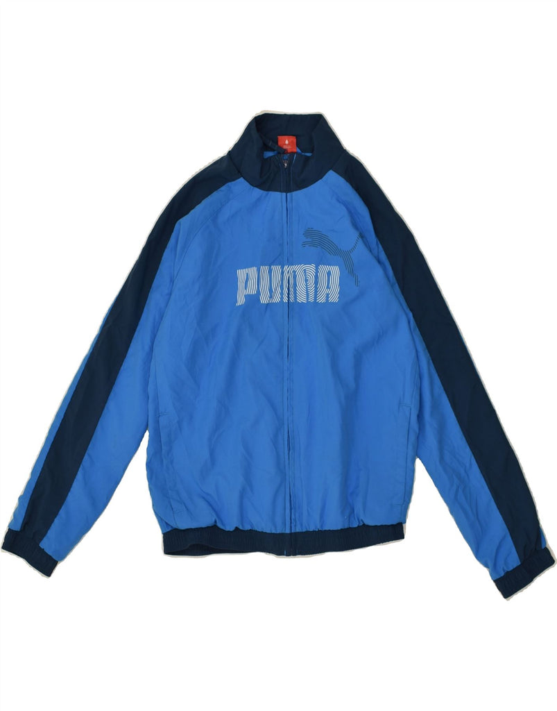 PUMA Boys Graphic Tracksuit Top Jacket 11-12 Years Blue Colourblock | Vintage Puma | Thrift | Second-Hand Puma | Used Clothing | Messina Hembry 