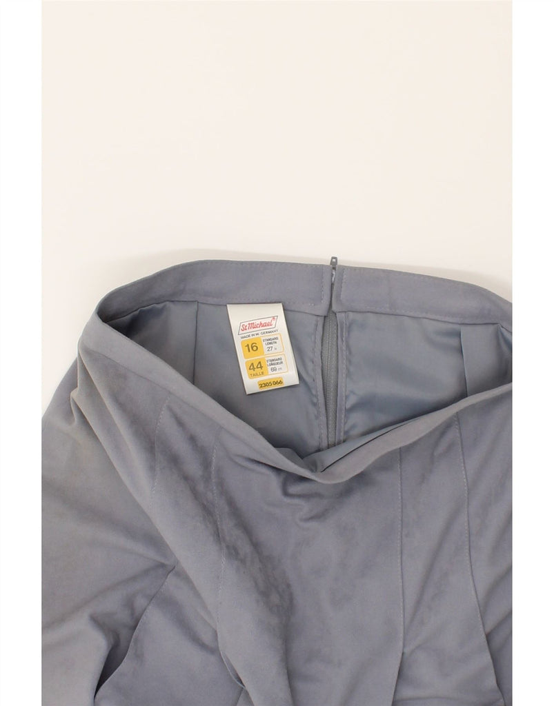 ST MICHAEL Womens Pleated Skirt UK 16 Large W32 Grey Triacetate Vintage St Michael and Second-Hand St Michael from Messina Hembry 
