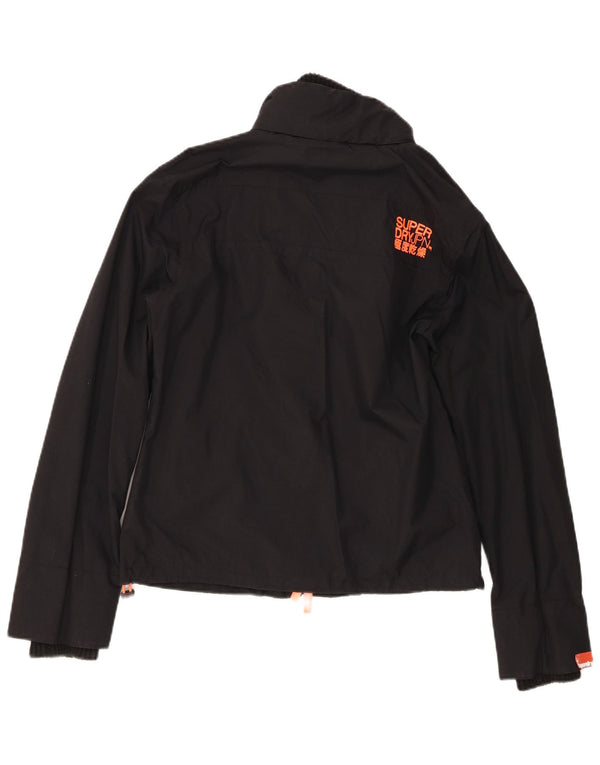 Superdry Womens The Windcheater Rain Jacket UK 14 Large Black Nylon