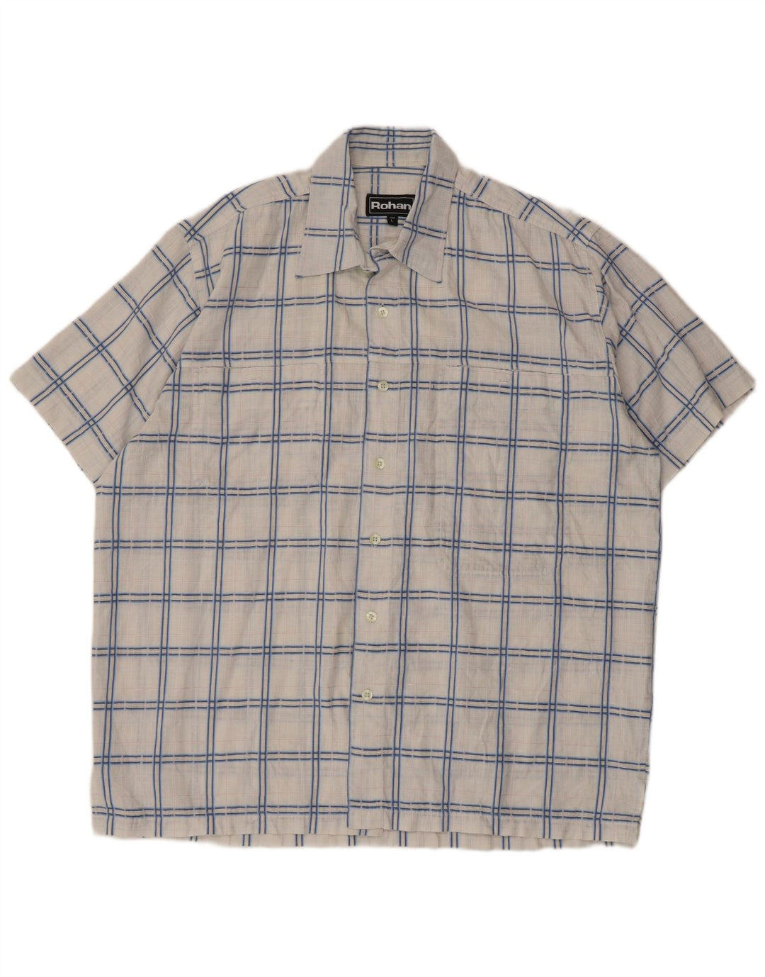 Rohan Mens Short Sleeve Shirt Large White Check Polyester