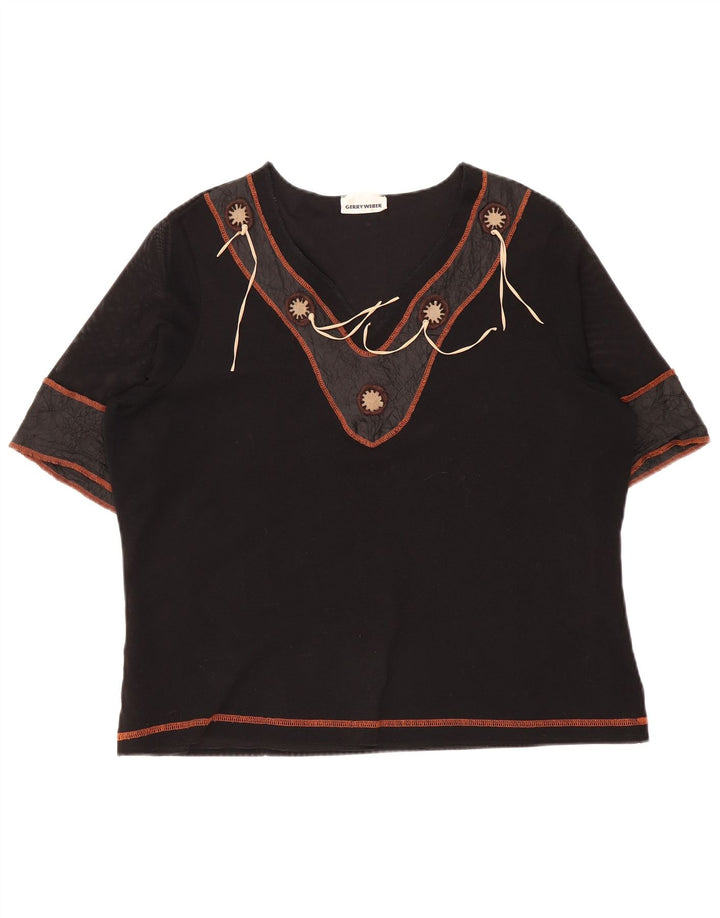 Gerry Weber Womens Blouse Top UK 16 Large Black Colourblock