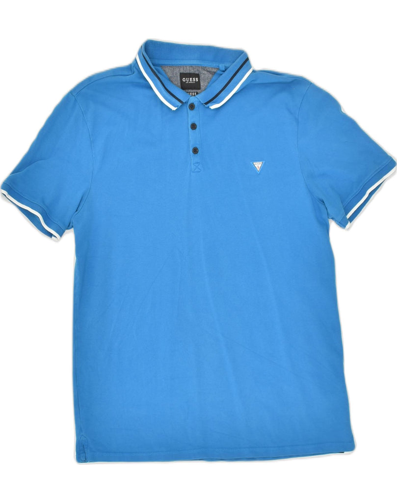 GUESS Mens Polo Shirt Large Blue Cotton | Vintage Guess | Thrift | Second-Hand Guess | Used Clothing | Messina Hembry 