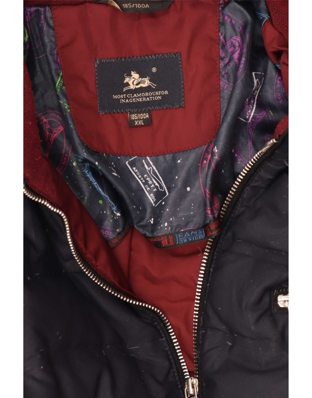 Vintage Mens Padded Jacket UK 44 2XL Navy Blue