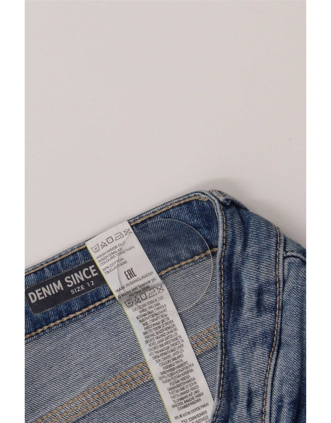 Marks & Spencer Womens Distressed Denim Shorts UK 12 Medium W30 Blue Cotton