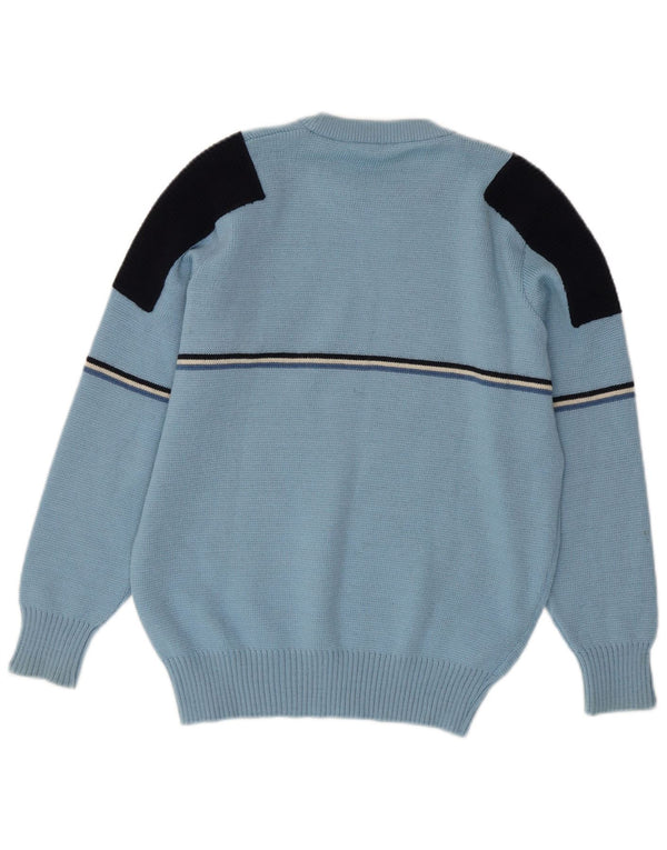 Vintage Mens Crew Neck Jumper Sweater IT 48 Small Blue Colourblock
