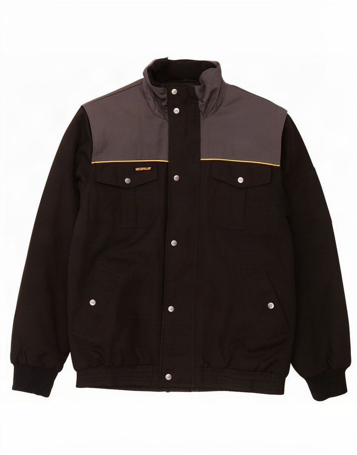 CAT Mens Hooded Utility Jacket UK 42 XL Black Colourblock Polyester