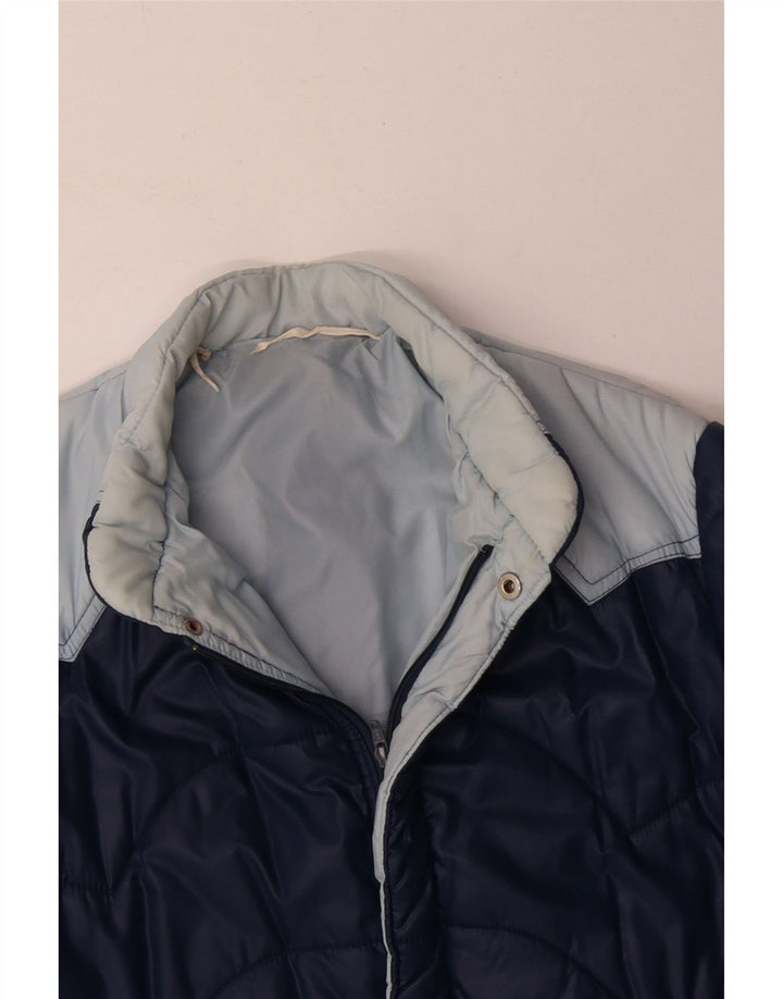 Vintage Mens Padded Jacket UK 40 Large Navy Blue Colourblock Polyamide