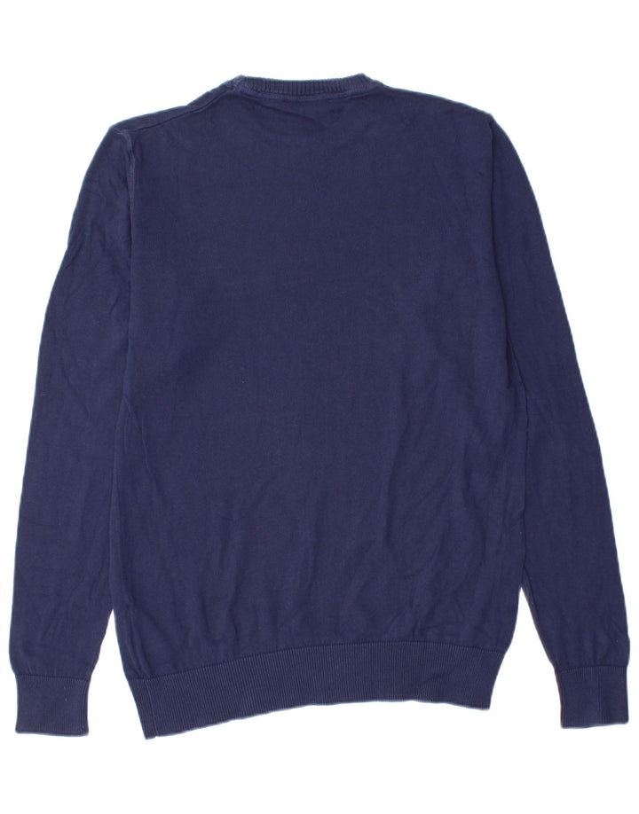 Gas Mens Crew Neck Jumper Sweater Medium Navy Blue Cotton