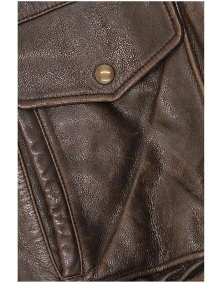 Vintage Mens Leather Jacket IT 52 XL Brown Leather