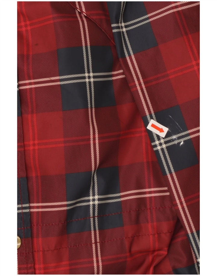 JACK WILLS Womens Oversized Hooded Rain Jacket UK 6 XS Red Check Polyester