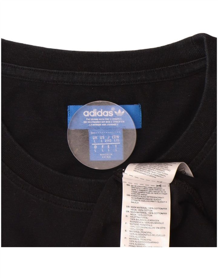 Adidas Mens Graphic T-Shirt Top Large Black Colourblock Cotton