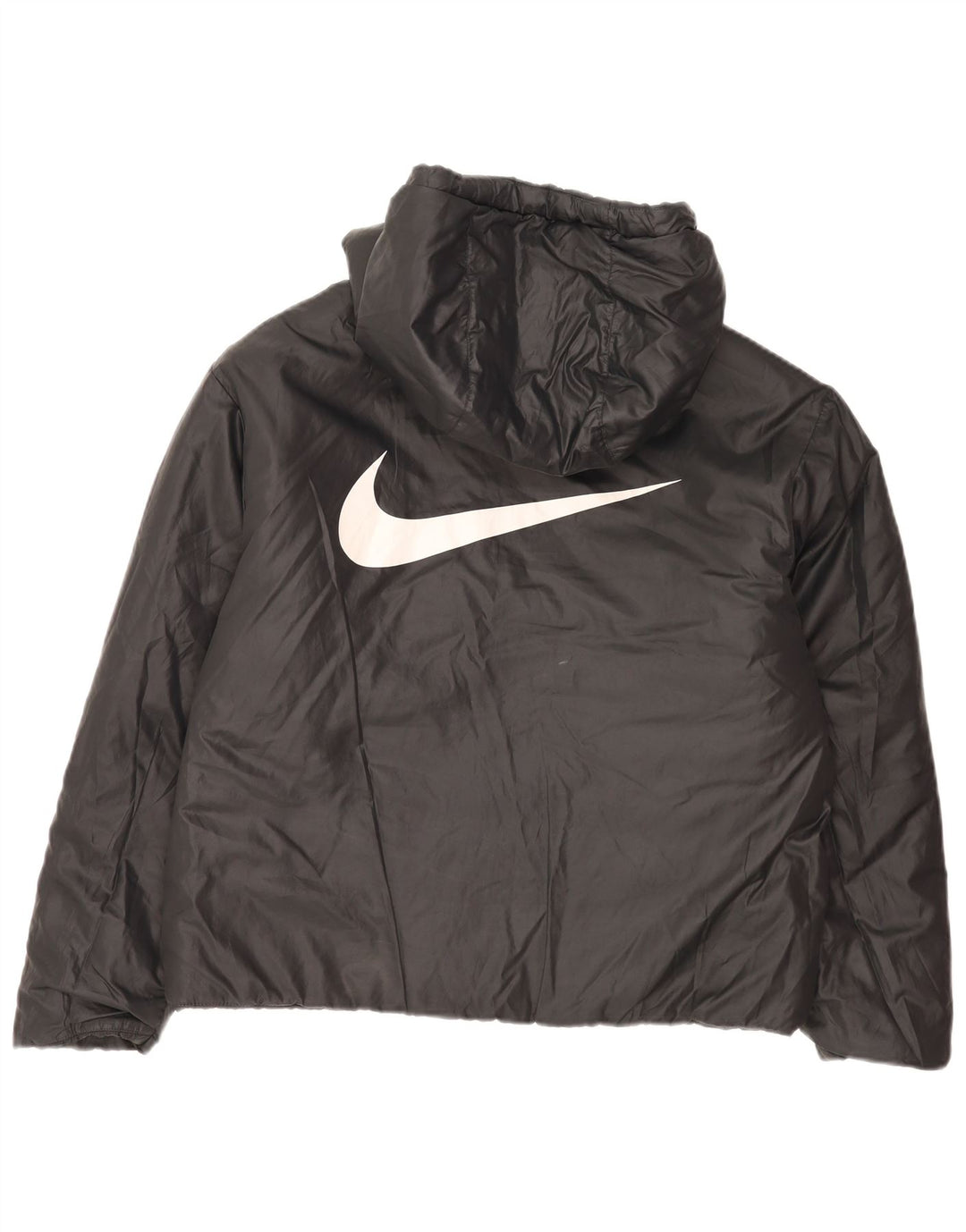 Nike Womens Hooded Reversible Padded Jacket UK 16 Large Black Polyester