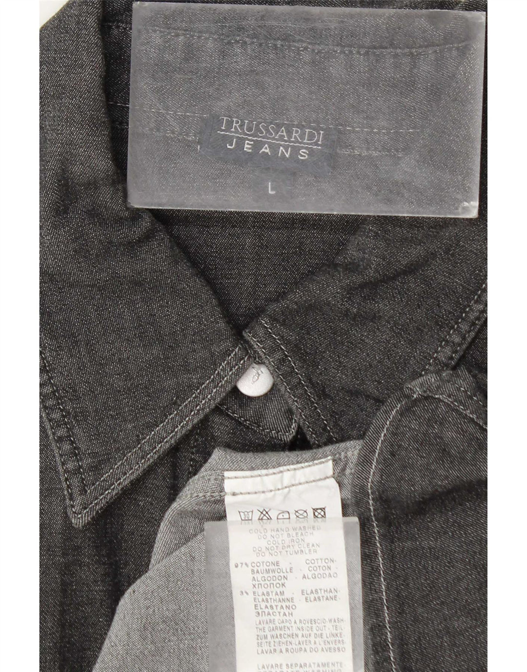 Trussardi Jeans Womens Shirt UK 16 Large Grey Cotton