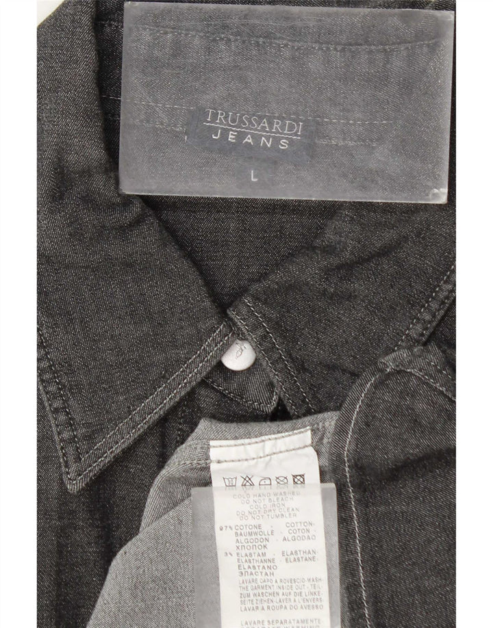 Trussardi Jeans Womens Shirt UK 16 Large Grey Cotton